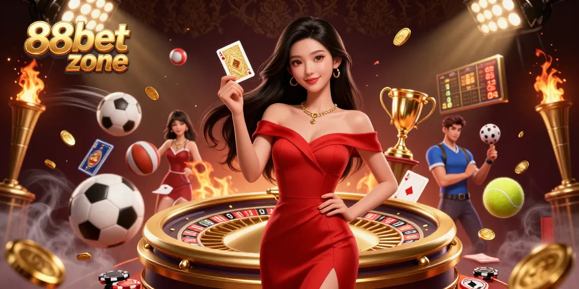Experience the excitement of 88bet zone with a stunning illustration of a glamorous casino scene.