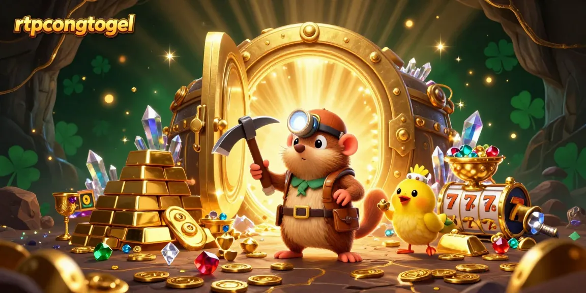 Reveal the treasures of rtpcongtogel with a treasure hunter mole amidst dazzling gems and gold.