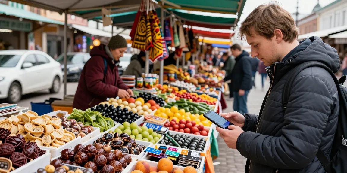 Wisatawan menggunakan https://payinrussia.com/ untuk pembayaran digital di pasar Rusia yang ramai.