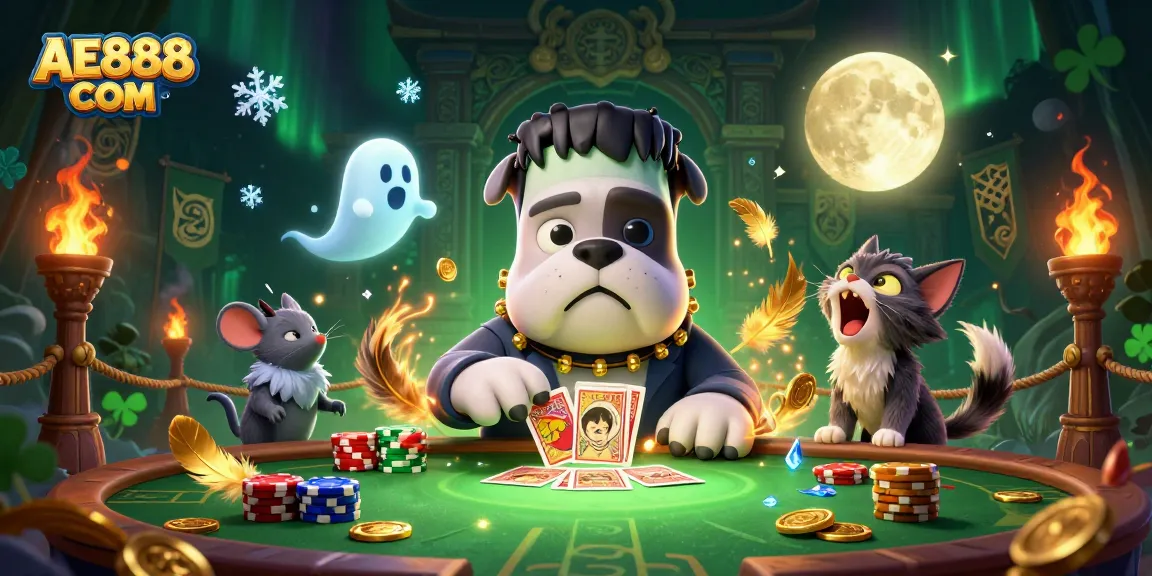 Engage with thrilling games at AE888 COM featuring unique 3D characters in an enchanted casino scene.