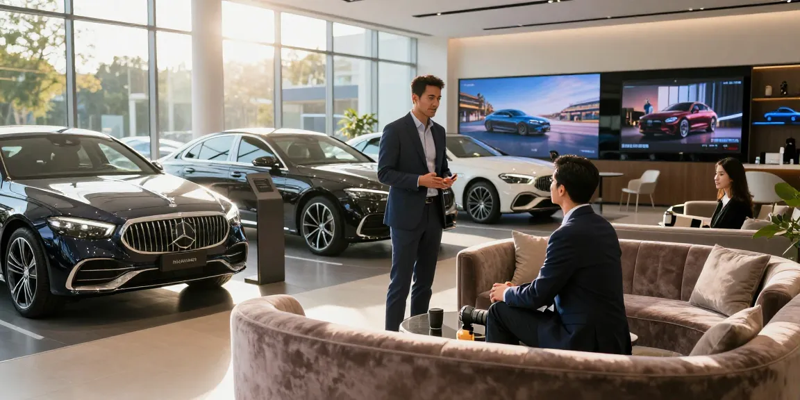 Mobil mewah LUXURY 777 ditampilkan dengan konsultan berpengalaman dalam suasana showroom yang elegan.