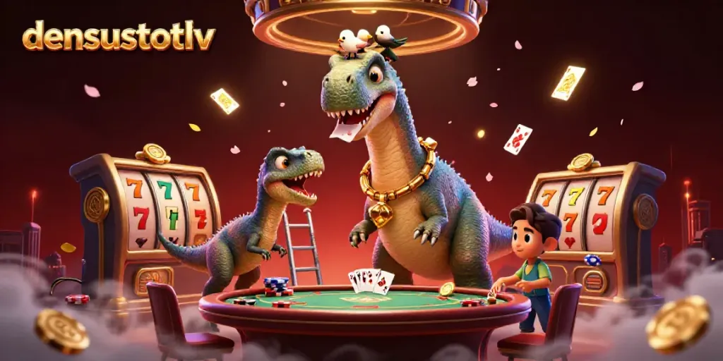 Engage in thrilling gameplay at densustotolv, featuring whimsical dinosaurs and vibrant slot action.